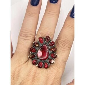 NWOT Rose Dahlia Flower Cluster Ring • .925 Sterling Silver • Sizes 9